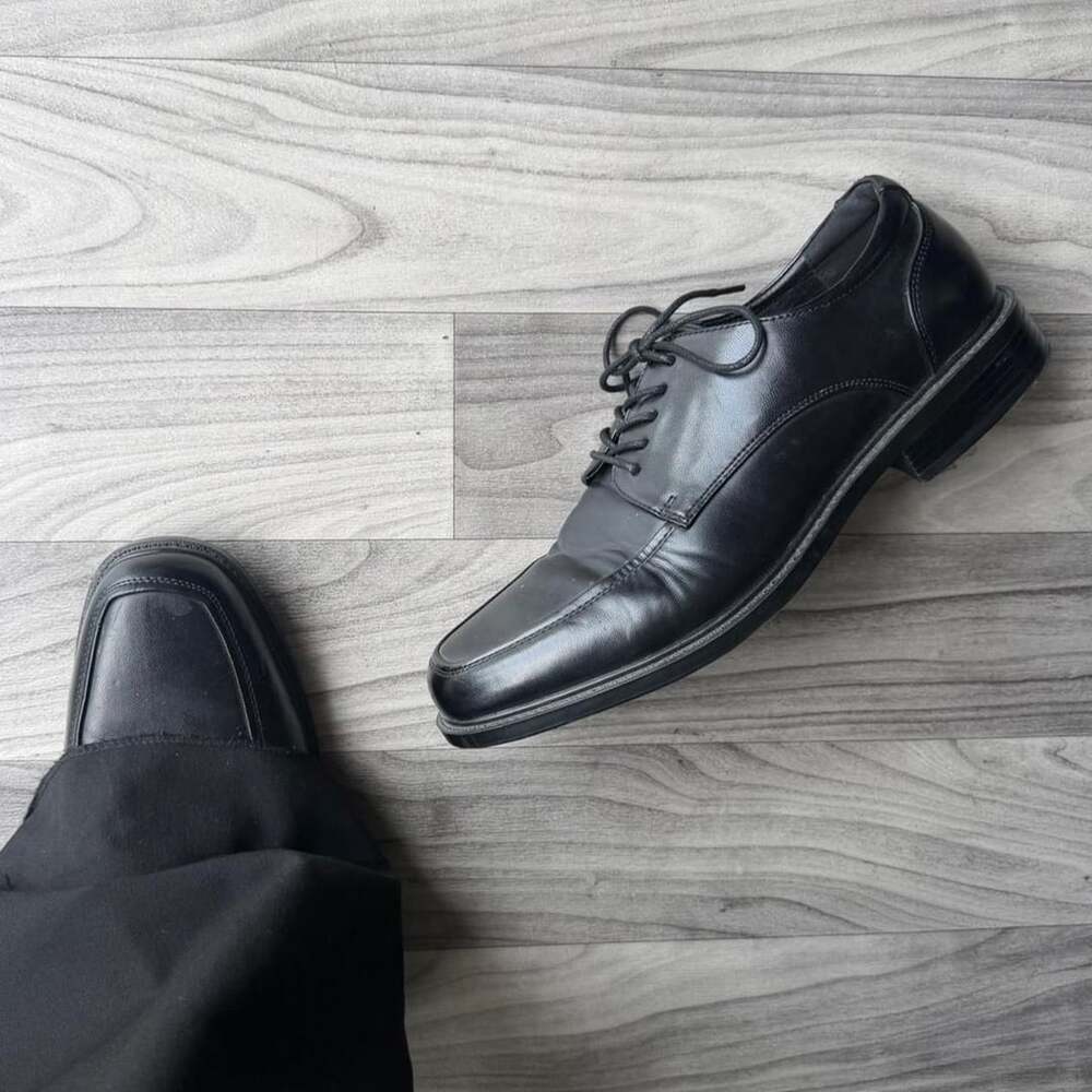 Croft & Barrow CBCRAVENBLACK Oxford Size 9 Black Leather Dress Shoes